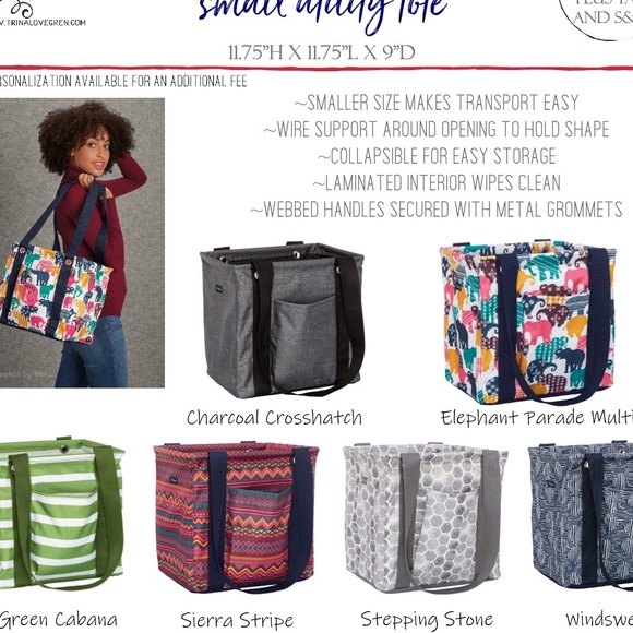 Charcoal Crosshatch Small Utility Tote - Picture 3 of 6